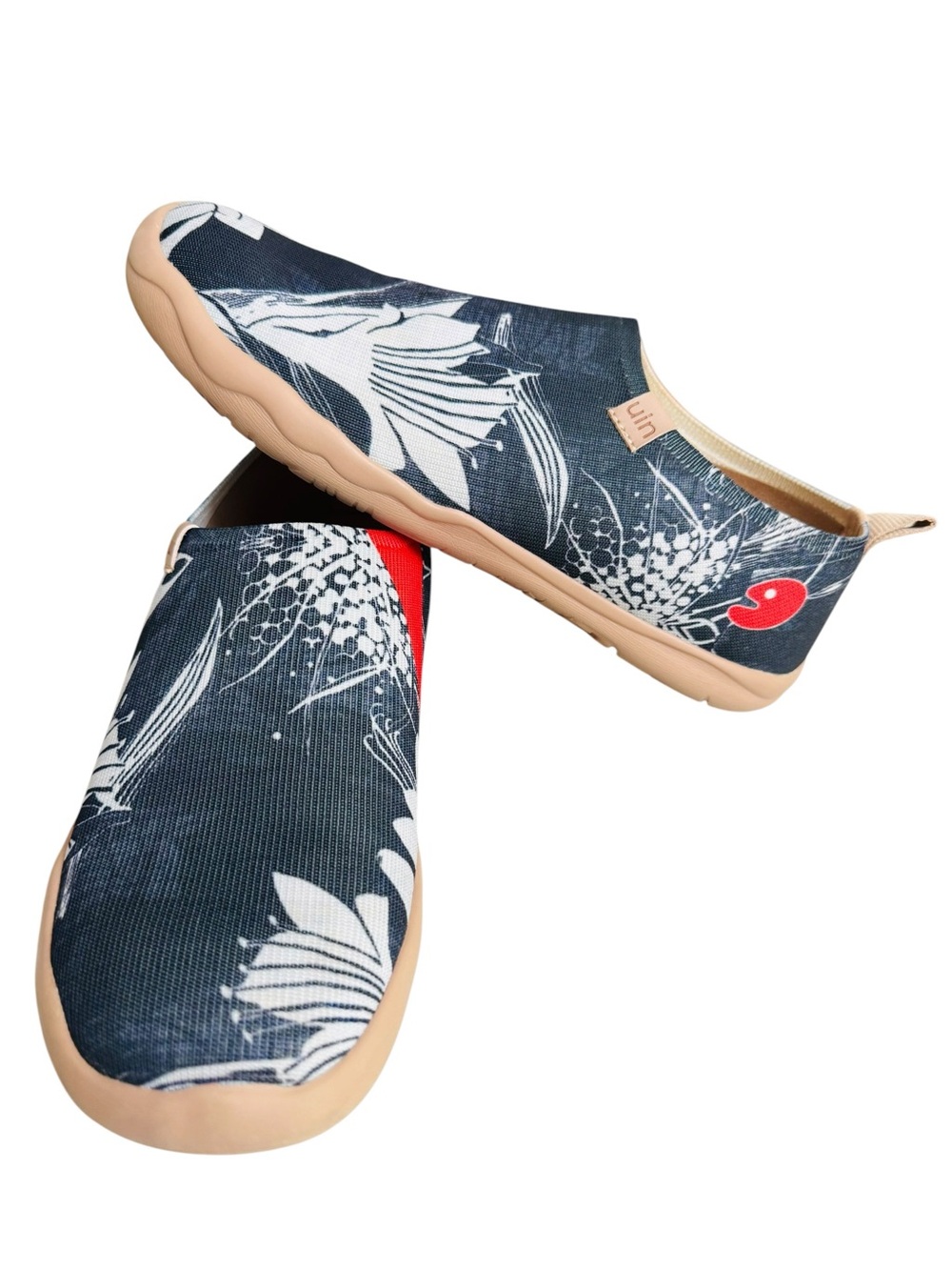 UIN Women’s Slip On Walking Shoes Floral Art Print Loafers US 9.5 EU 41